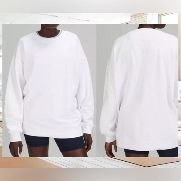Lululemon Perfectly Oversized Crew womens in white size 12 NWT sweatshirt - Picture 2 of 9
